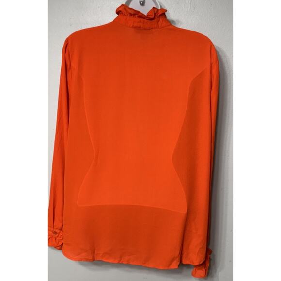 CeCe Blouse Women's Large Orange Ruffled Collar Button-Front Long-Sleeve NEW - Picture 5 of 8